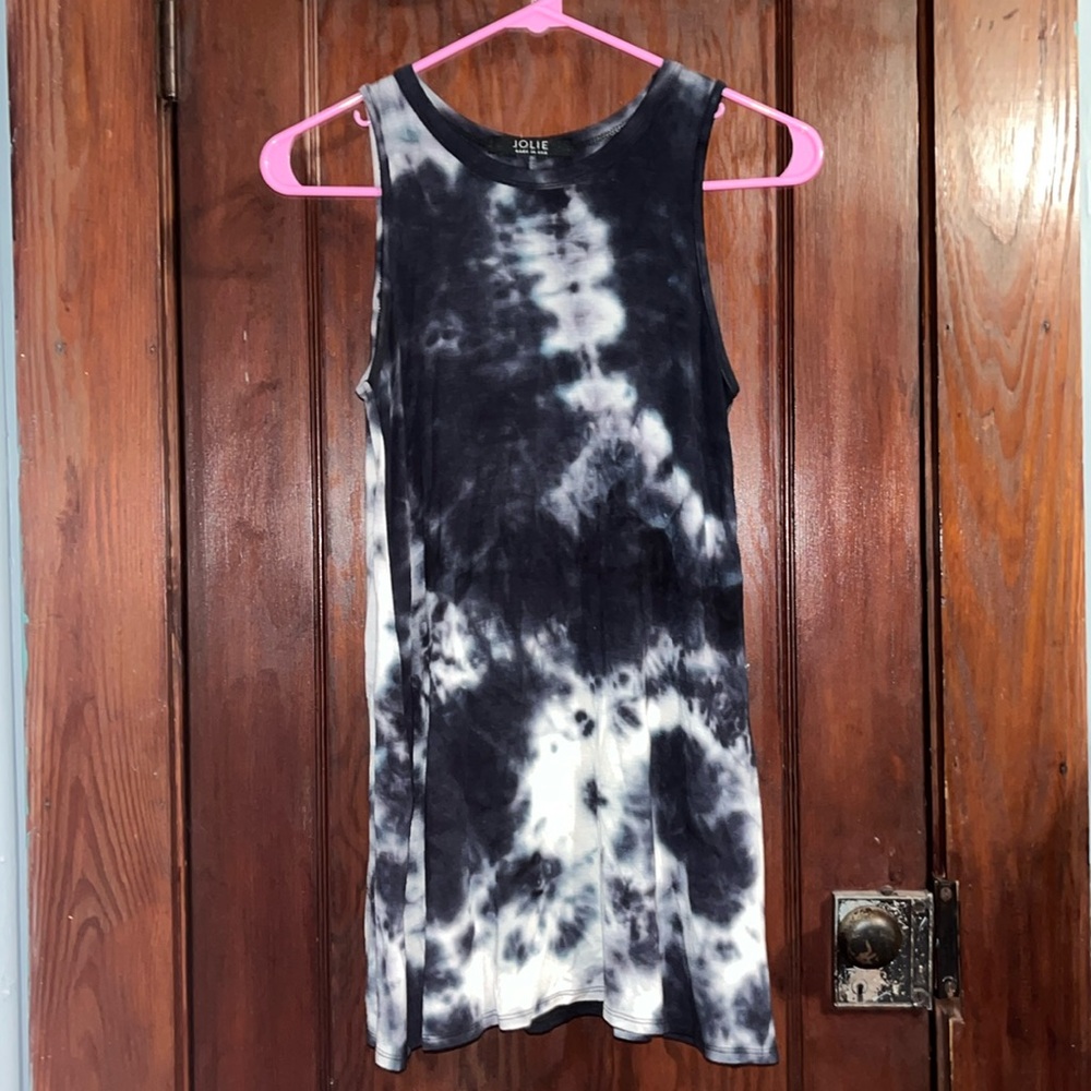 JOLIE Mini Dress Tie-Dye Navy Blue & White size Small